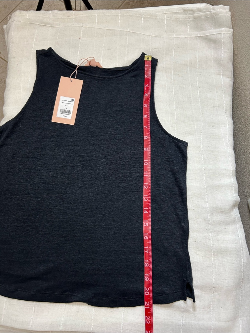 Eberjey Black Organic Linen Knit High Waisted Pant & Cropped tank Top Set S - Picture 16 of 16